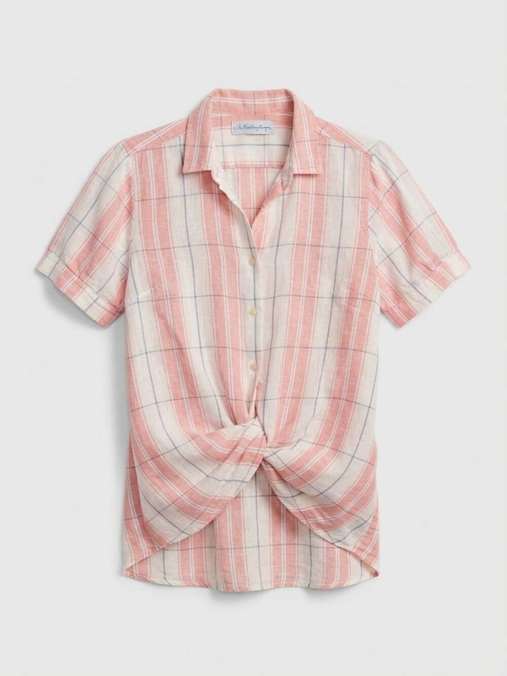 Rae Brewer Button-Down Shirt Size 6 Pink Plaid